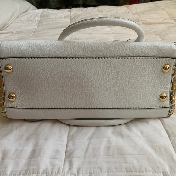 Michael Kors White/Gold Leather Satchel/Shoulder Handbag - Picture 7 of 12